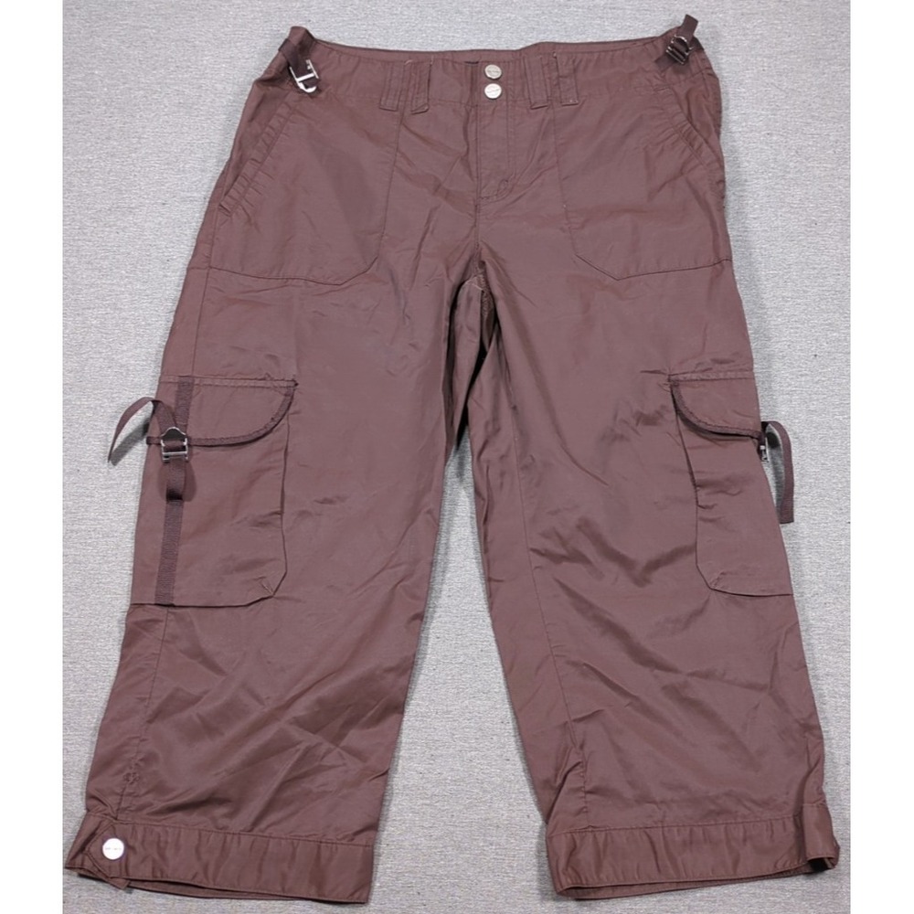 VTG Daisy Fuentes Cargo Capri Short Brown Thin Quick Dry Snap Pockets Women Sz 6
